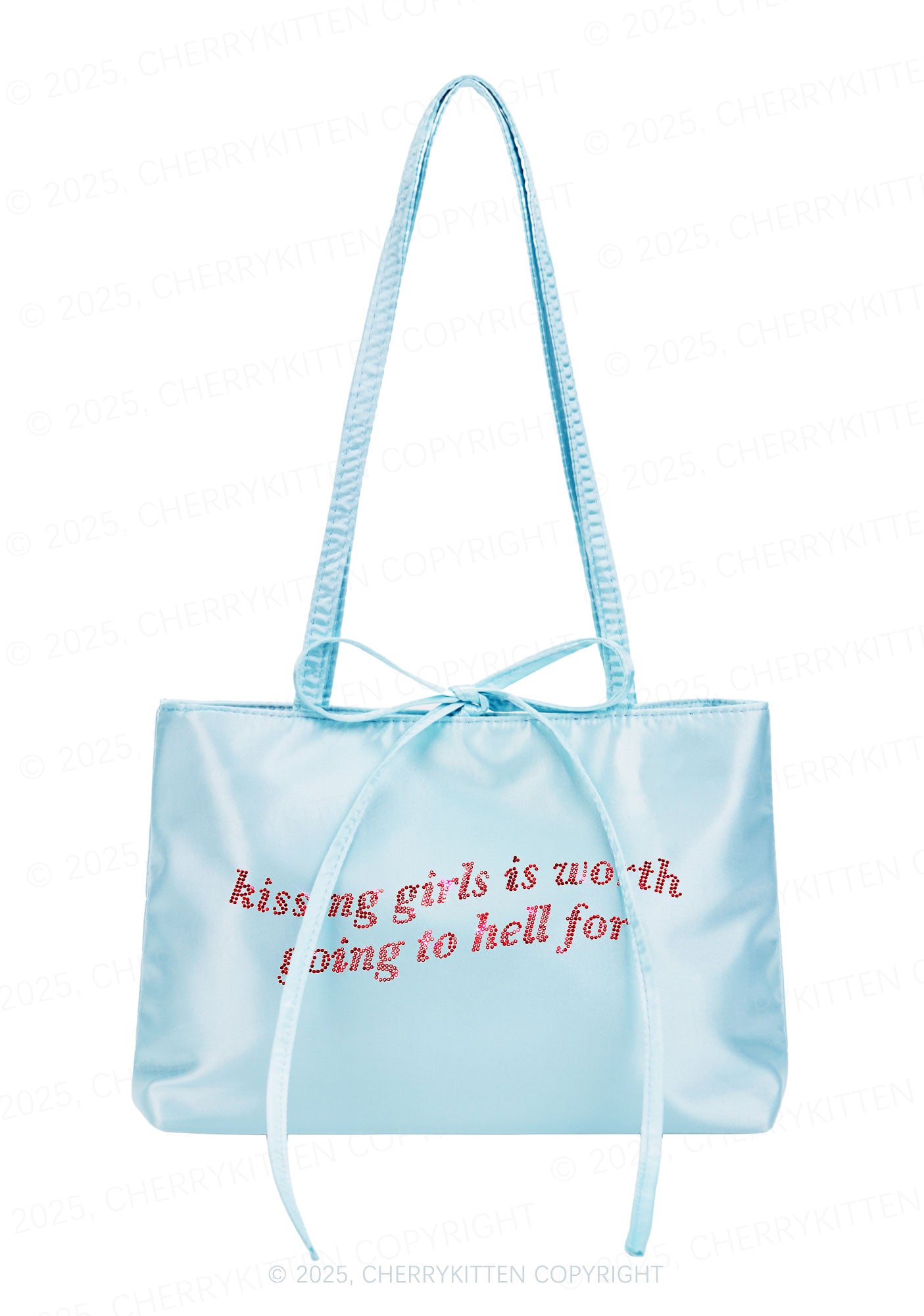 Rhinestone Kissing Girls is Worth Pride Y2K Satin Bags Cherrykitten