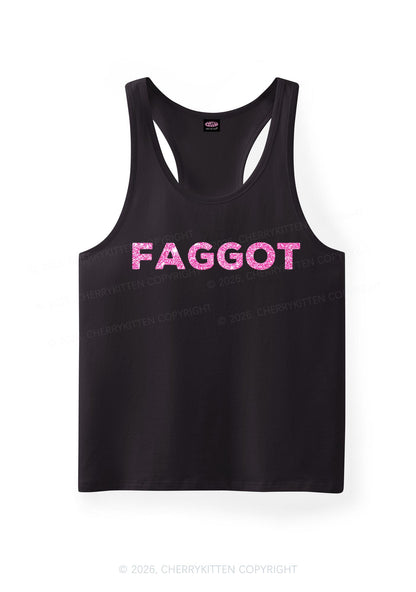 Glitter Faggot Pride Y2K Men Racerback Tank Top Cherrykitten