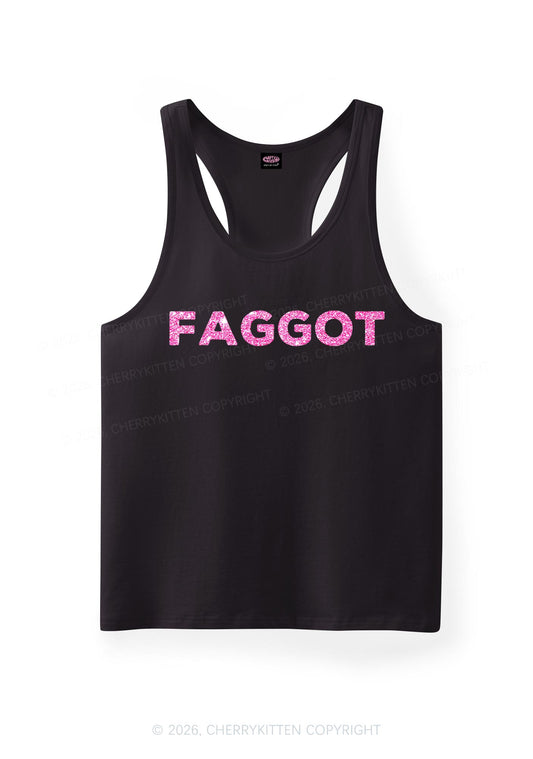 Glitter Faggot Pride Y2K Men Racerback Tank Top Cherrykitten