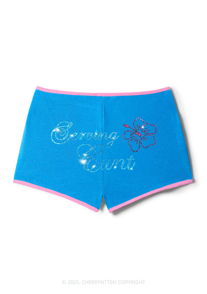Rhinestone Serving Cxxt Y2K Booty Shorts Cherrykitten