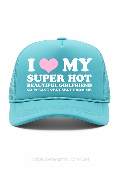 Love My Super Hot GF Valentine's Day Y2K Trucker Hat Cherrykitten
