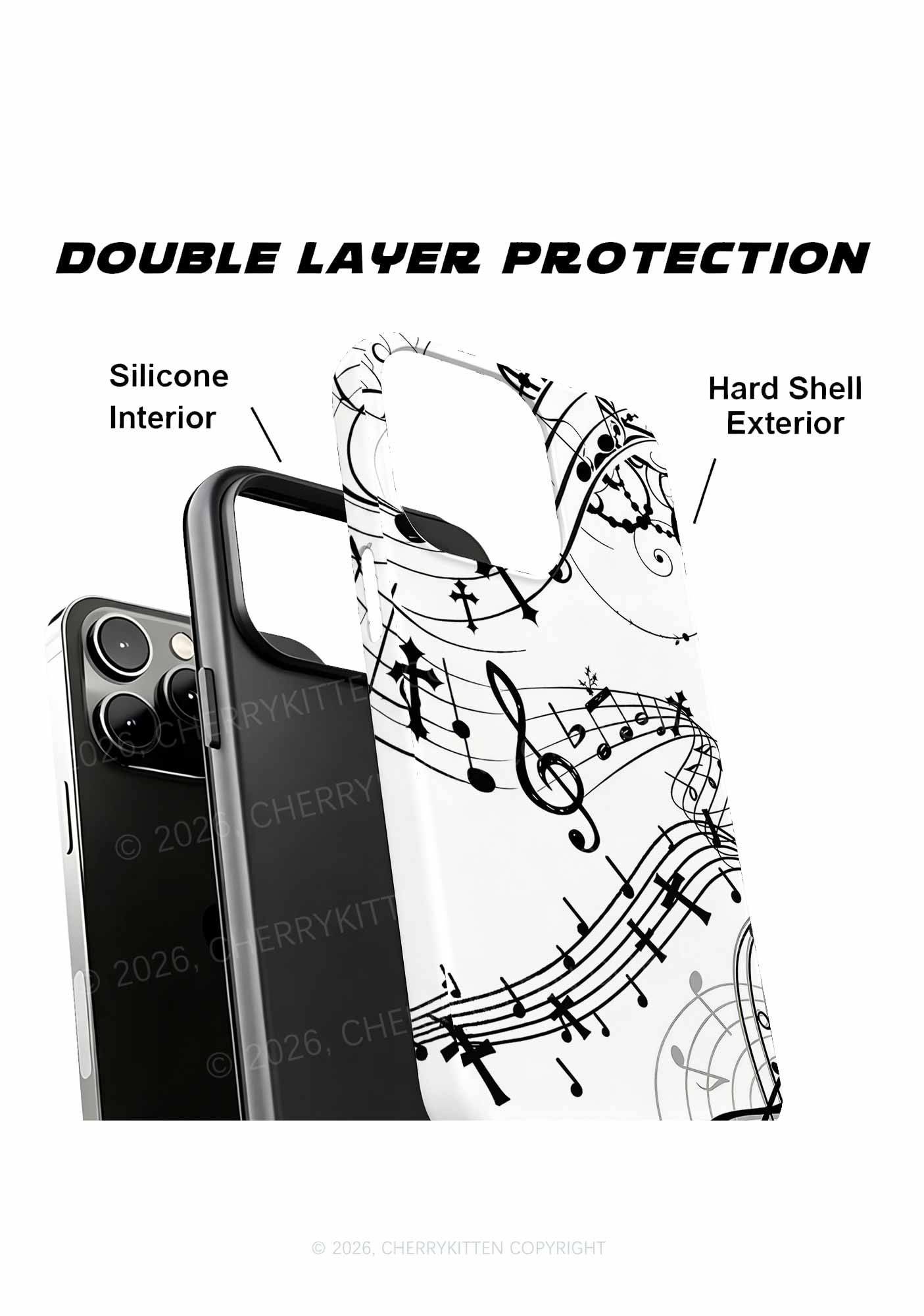 Halloween Gothic Music Note Cross Bat Y2K Phone Case Cherrykitten