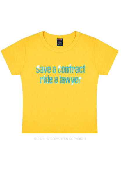Rhinestone Ride A Lawyer Y2K Baby Tee Cherrykitten
