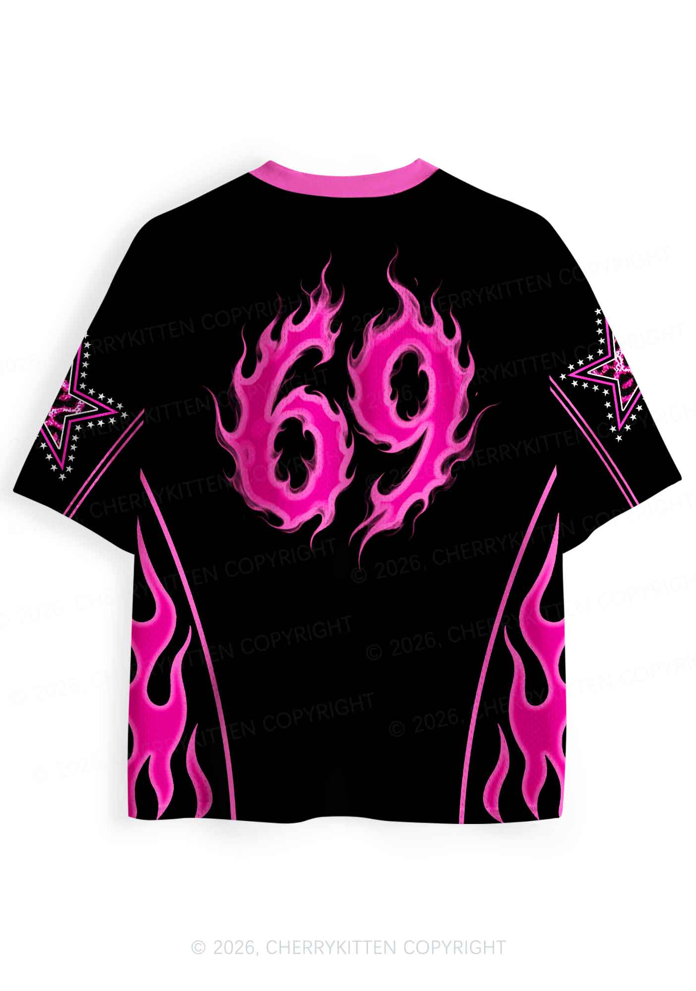 Hot Pink Flame Lesbian Pride Y2K Sport Jersey Shirts Cherrykitten