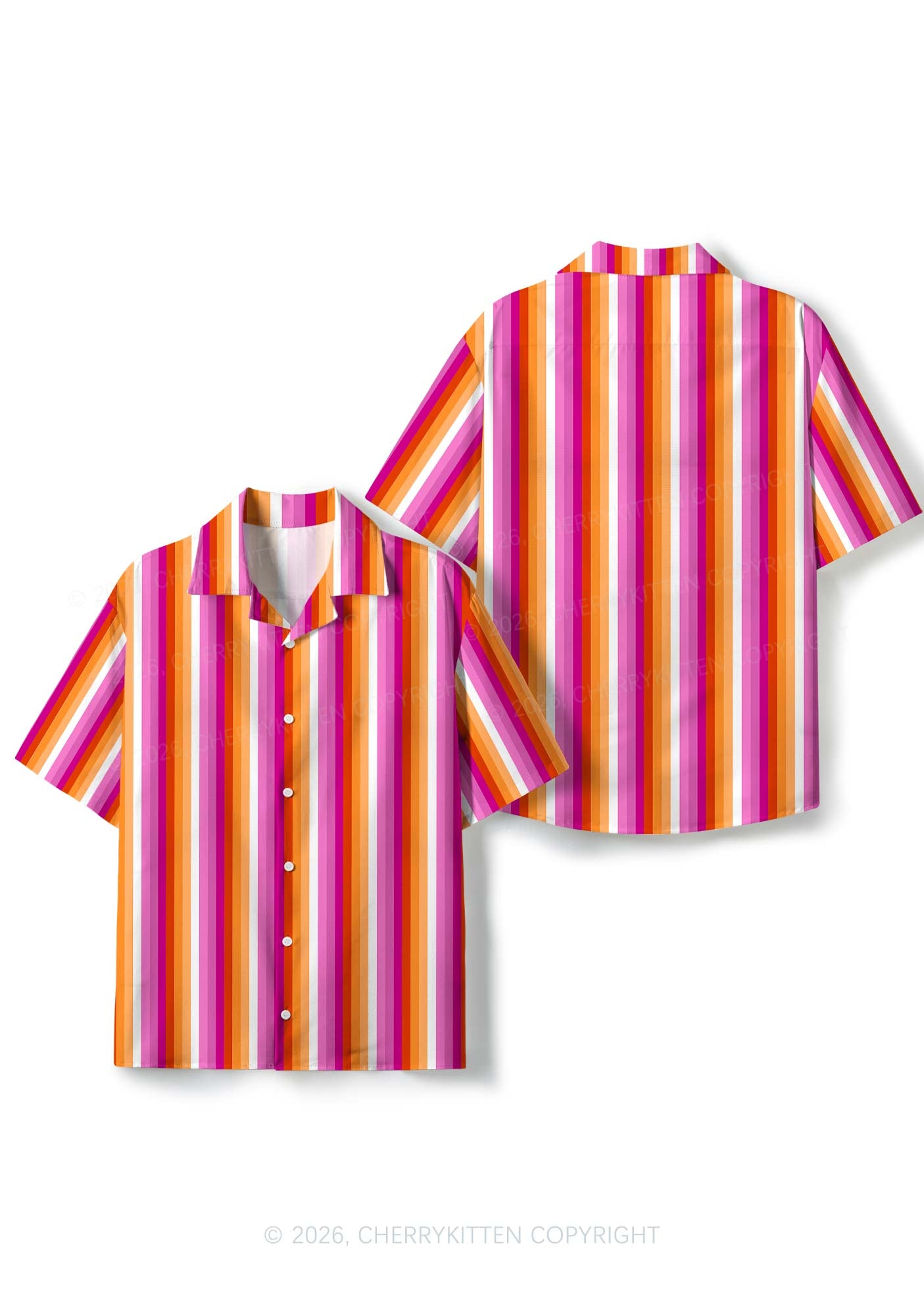 Lesbian Flag Pride Y2K Print Hawaiian Shirt Cherrykitten