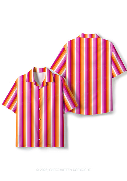 Lesbian Flag Pride Y2K Print Hawaiian Shirt Cherrykitten