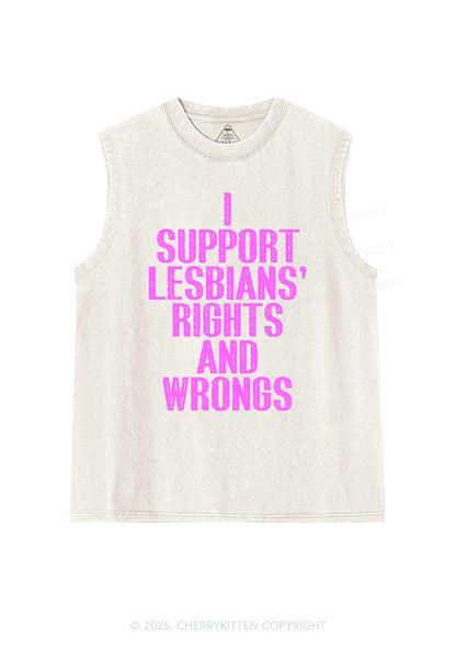 Support Lesbians Rights Pride Y2K Washed Muscle Tank Cherrykitten