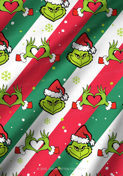 Christmas Red Whoville Heart Hands Y2K Print Long Sleeve Pajama Set Cherrykitten