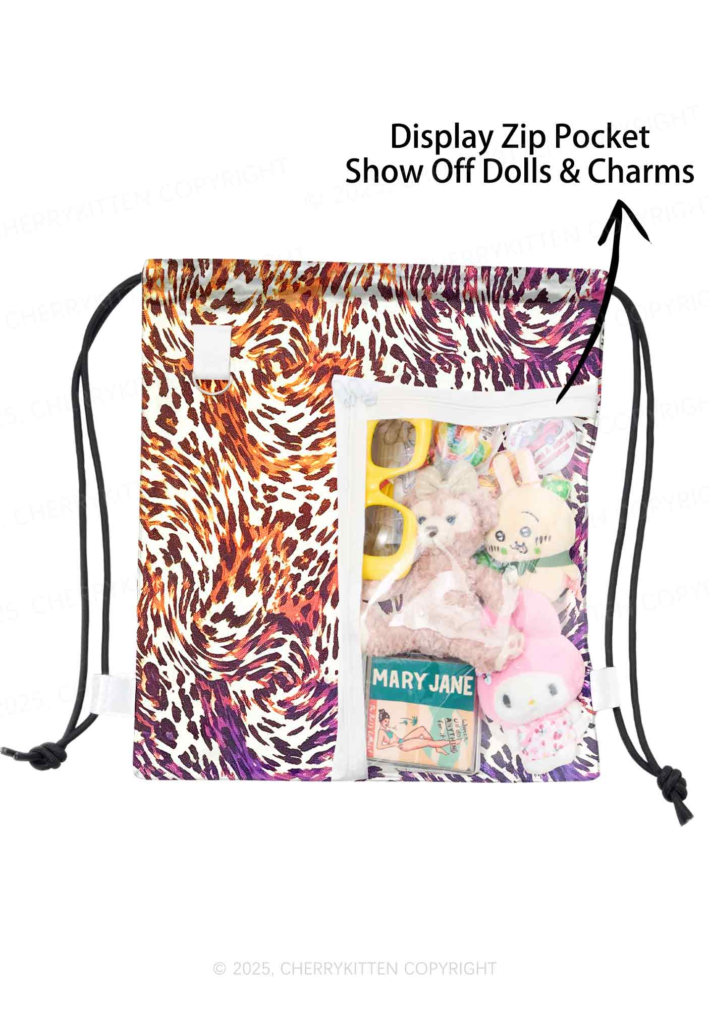 Lesbian Leopard Pride Y2K Drawstring Itabag Backpack Cherrykitten