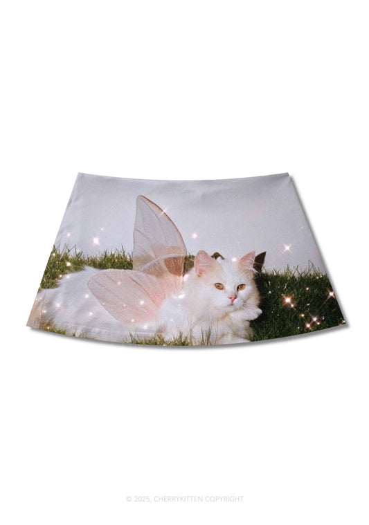 Fairy Cat Y2K Print Mini Skirt Cherrykitten