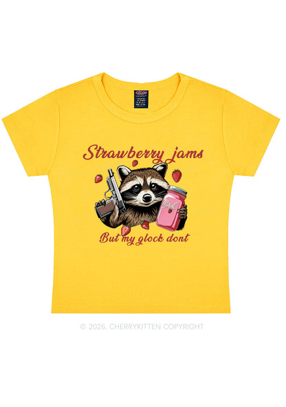 Strawberry Jams Raccoon Y2K Baby Tee Cherrykitten