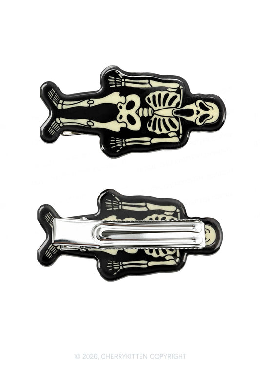 Halloween Skeleton Y2K Acrylic Duckbill Hair Clips Cherrykitten