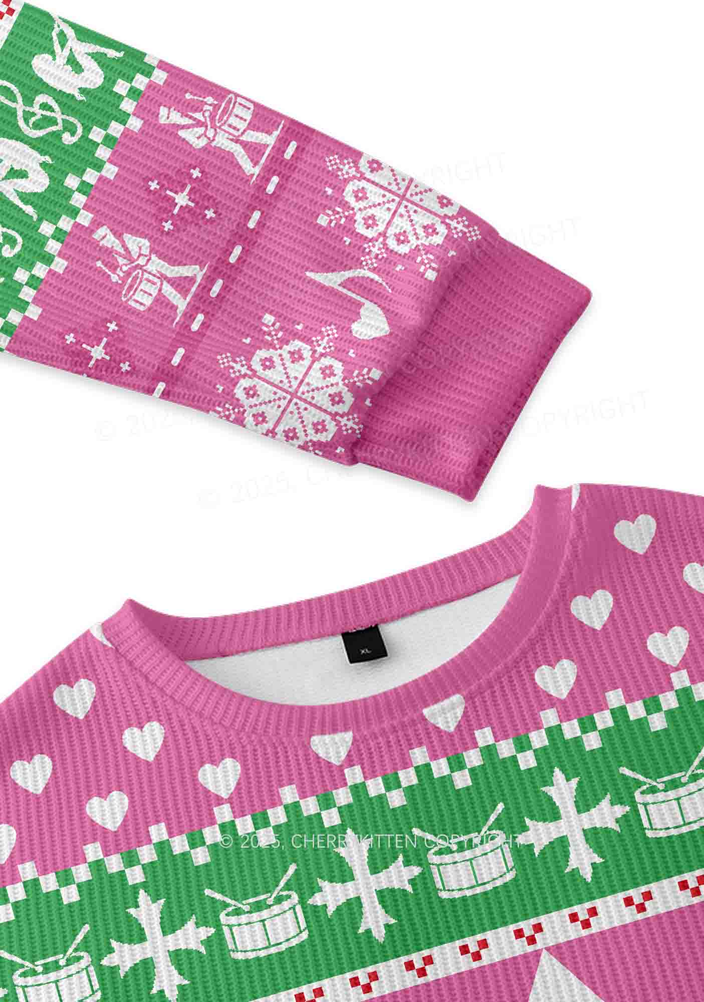 Dibs On The Drummer Y2K Christmas Knit Sweatshirt Cherrykitten