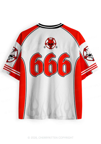 Halloween Satan Loves You Heart Y2K Sport Jersey Shirts Cherrykitten