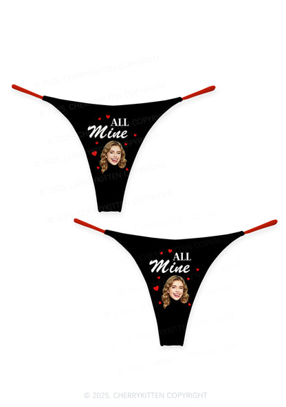 Custom Face All Mine Valentine's Day Y2K Print Couples Thong Set Cherrykitten