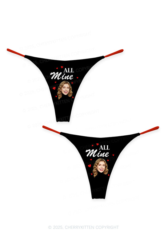 Custom Face All Mine Valentine's Day Y2K Print Couples Thong Set Cherrykitten