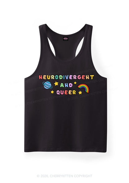 Neurodivergent And Queer Pride Y2K Men Racerback Tank Top Cherrykitten
