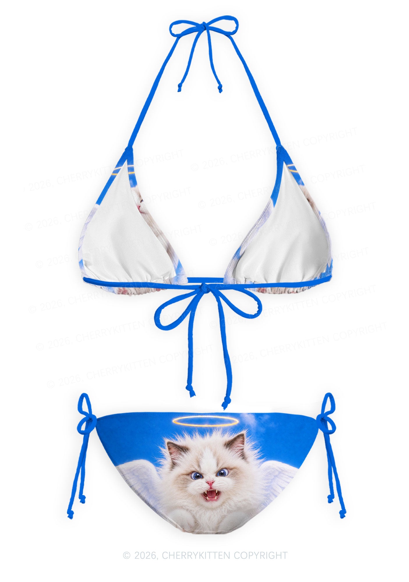 Angel Cat Y2K Print Bikini Set Cherrykitten