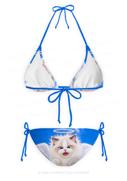 Angel Cat Y2K Print Bikini Set Cherrykitten
