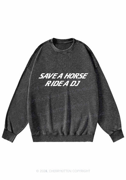 Ride A DJ Y2K Washed Sweatshirts Cherrykitten