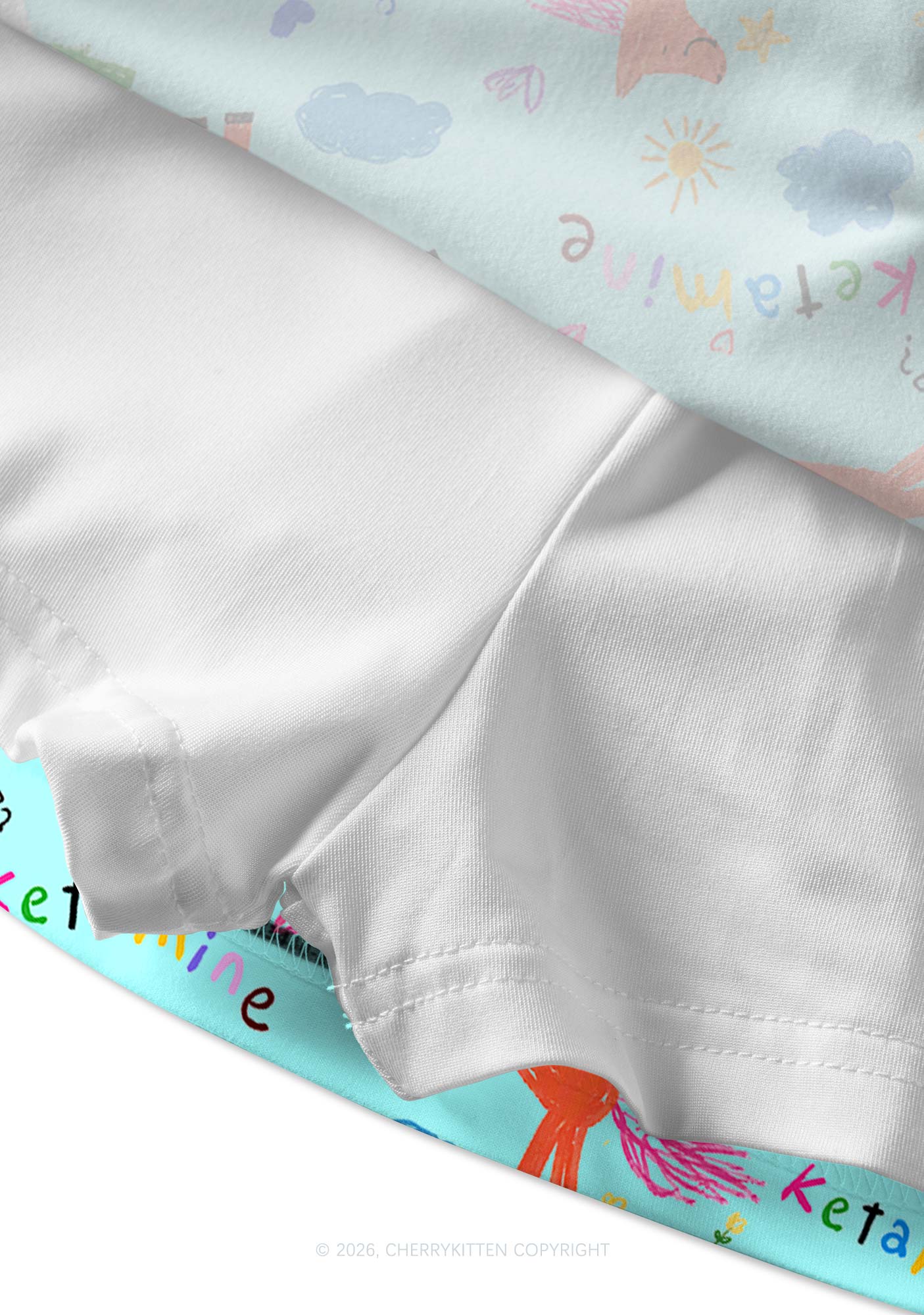 Orange Pony On Mint Green Y2K Print Mini Skirt Cherrykitten