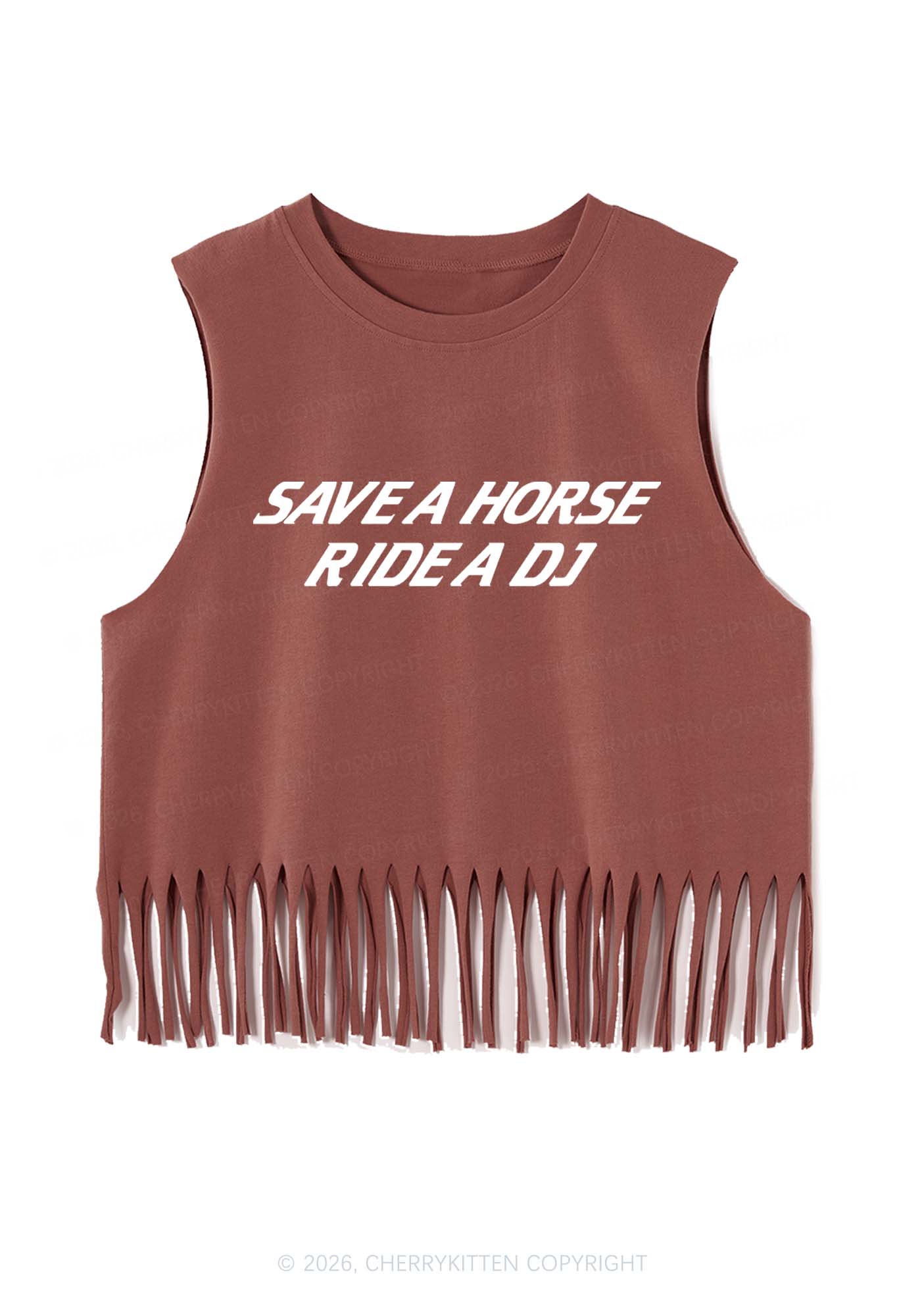 Save Horse Ride DJ Y2K Fringe Tank Top Cherrykitten