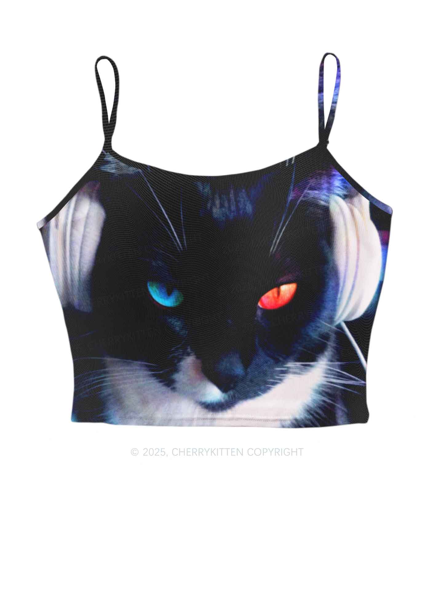 Odd Eyed Cat Y2K Mesh Cami Tank Cherrykitten
