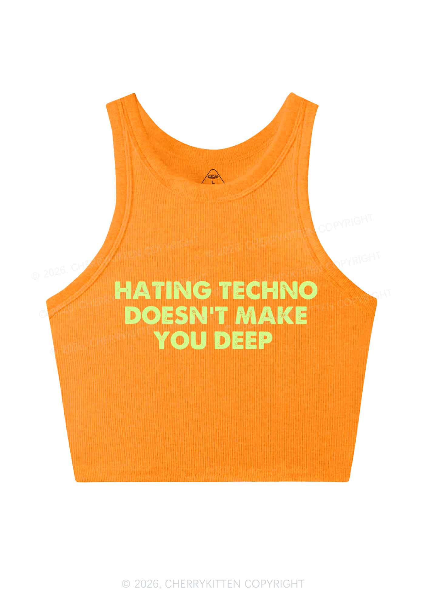 Hating Techno Doesnt Make You Deep Y2K Crop Tank Top Cherrykitten