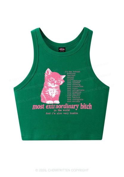 Most Extraordinary Bxxch Cat Y2K Crop Tank Top Cherrykitten