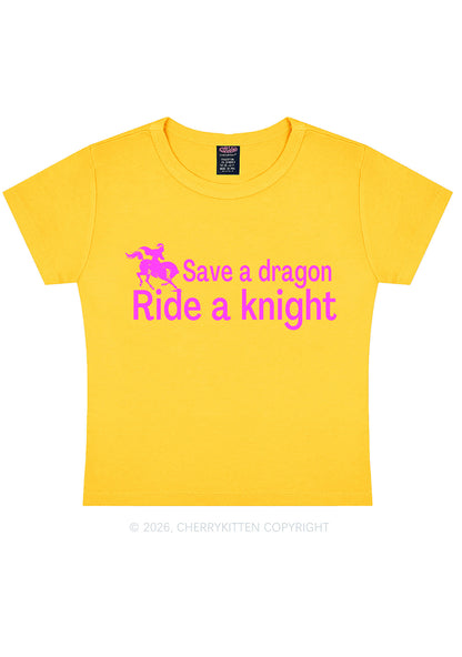 Save Dragon Ride Knight Y2K Baby Tee Cherrykitten