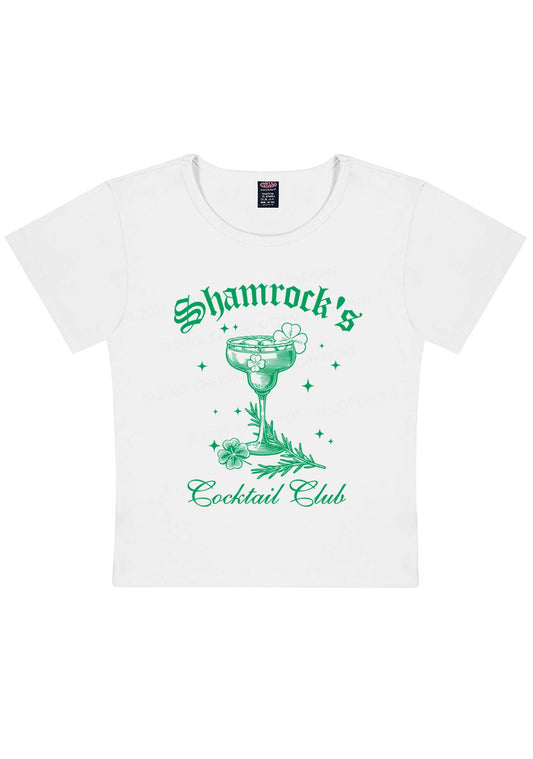 Shamrocks Coctail Club St Patricks Y2K Baby Tee Cherrykitten