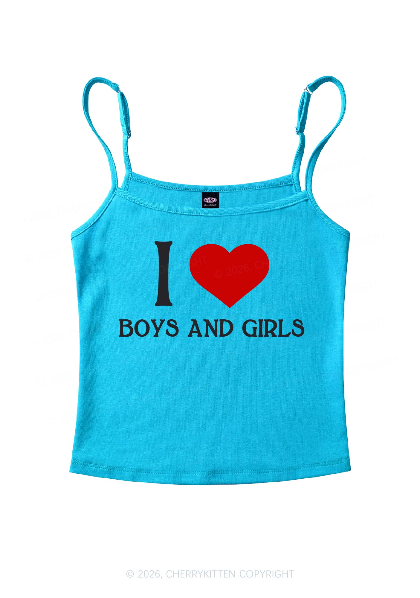 I Love Boys And Girls Pride Y2K Spaghetti Strap Cami Cherrykitten