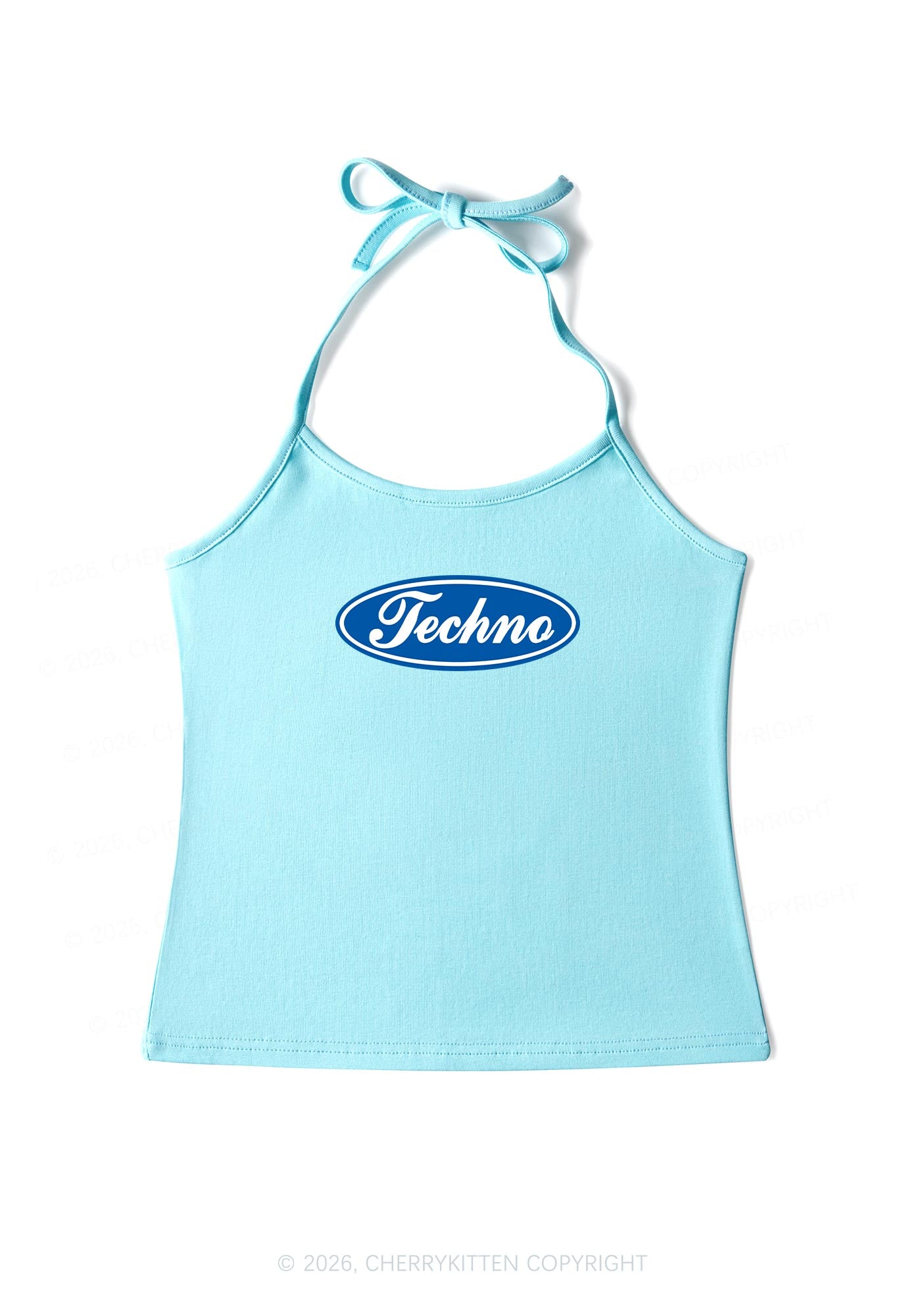 Oval Techno Y2K Halter Neck Cami Cherrykitten