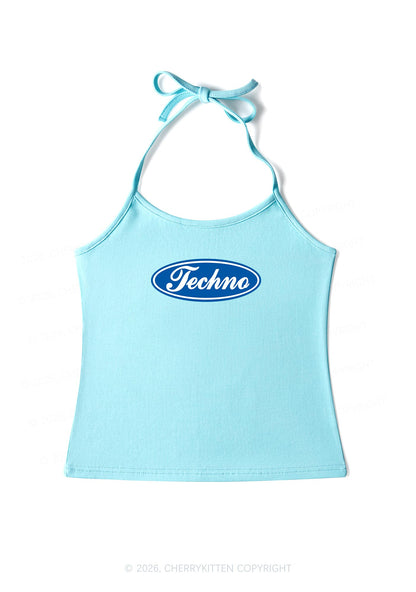 Oval Techno Y2K Halter Neck Cami Cherrykitten