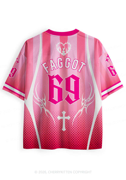 Pink Faggot Heart Pride Y2K Sport Jersey Shirts Cherrykitten
