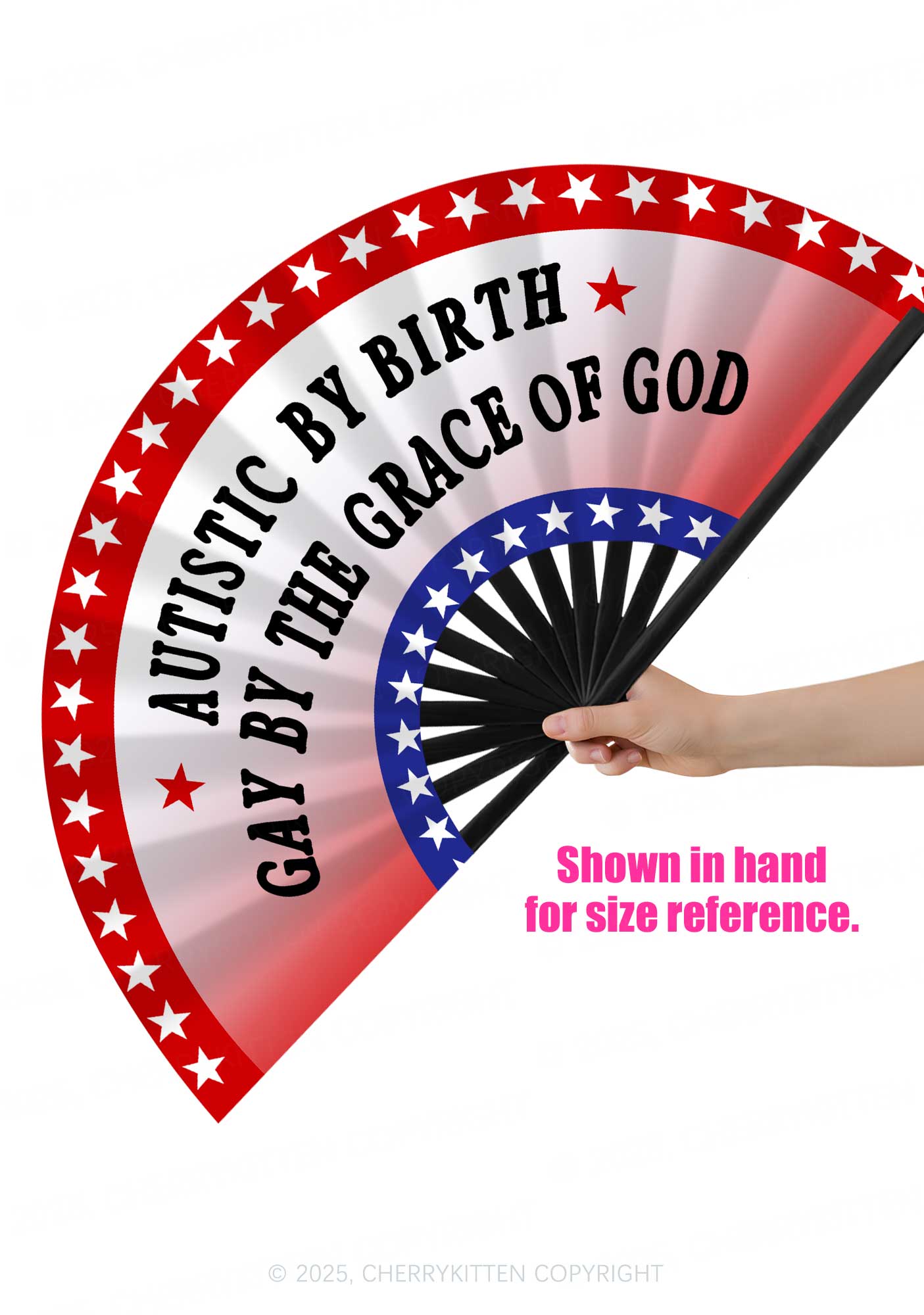 Autistic By Birth Pride Y2K Rave Hand Fan Cherrykitten