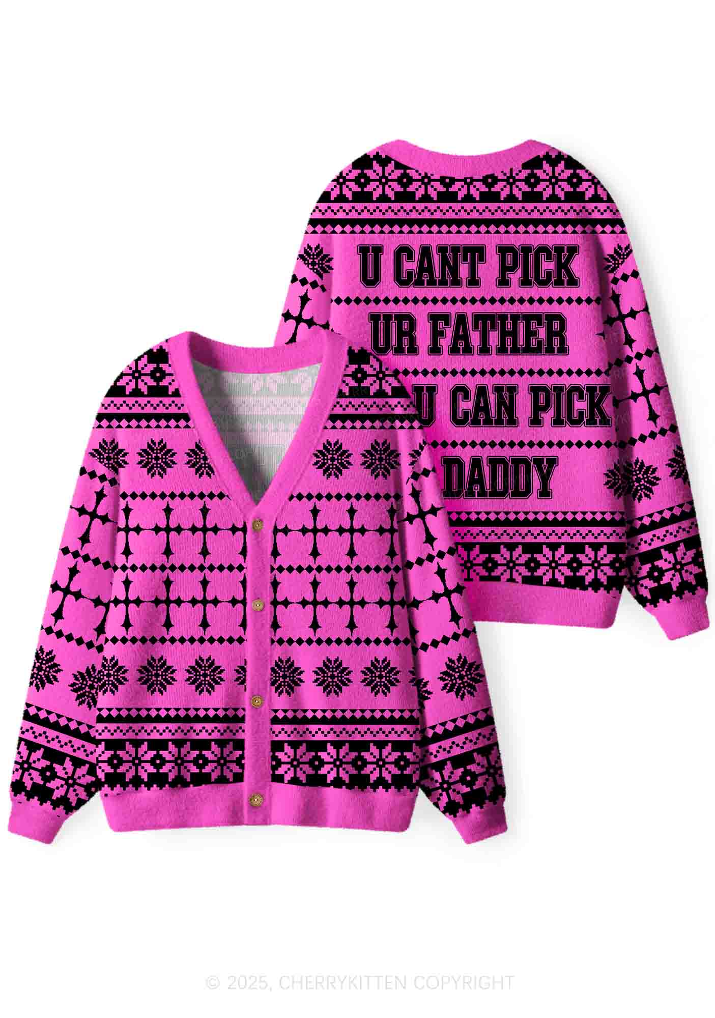U Can Pick Ur Daddy Y2K Christmas Cardigan Knit Sweatshirt Cherrykitten