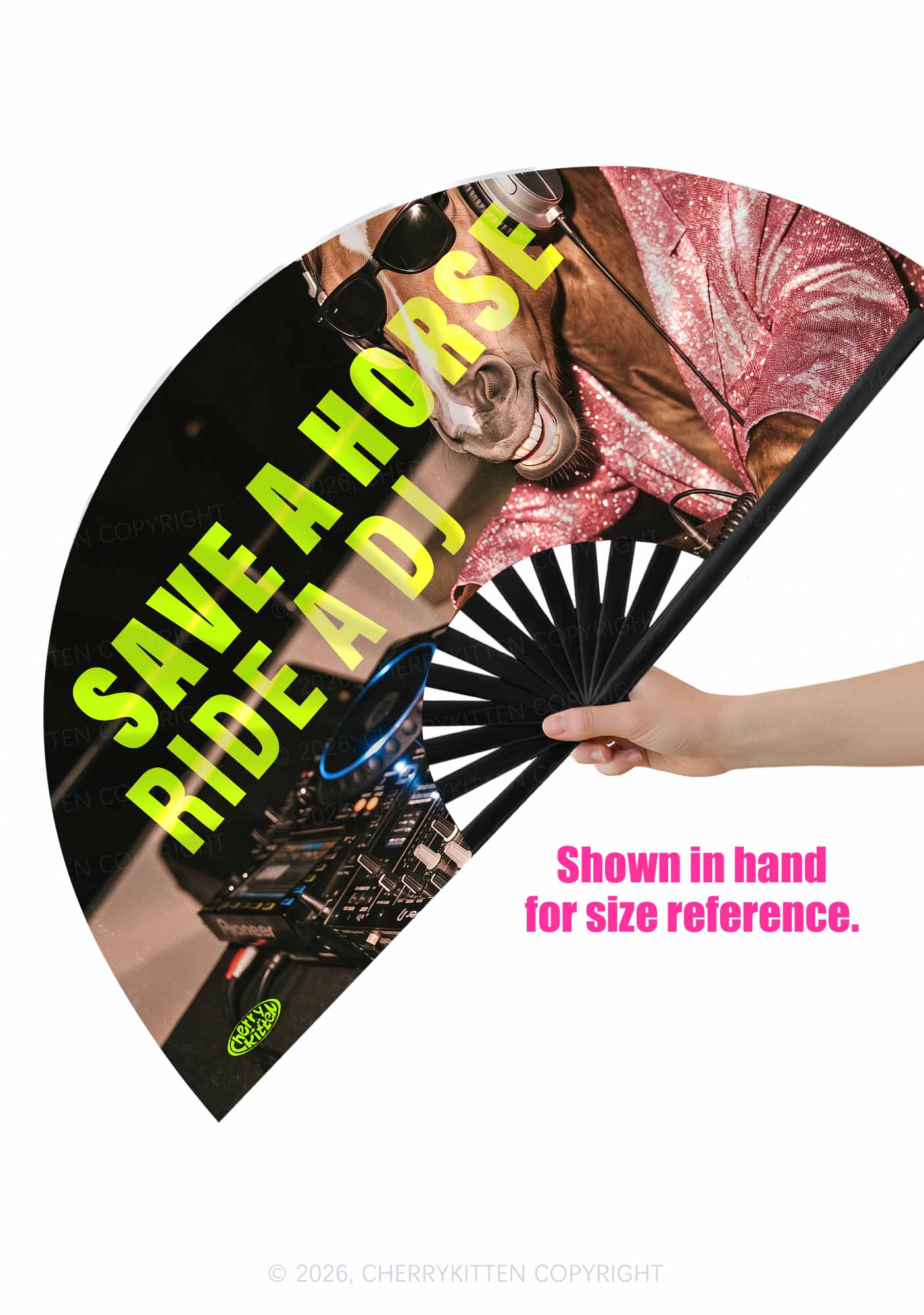 Save A Horse Ride A DJ Y2K Rave Hand Fan Cherrykitten