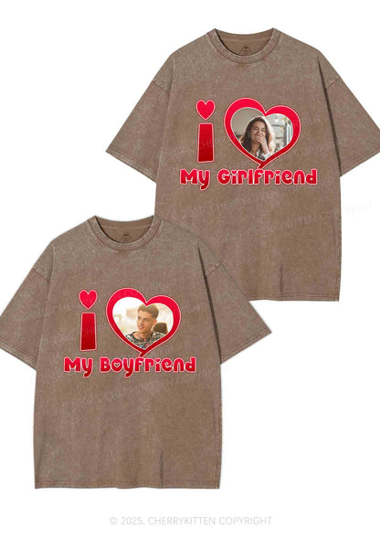 Custom BF GF Red Heart Y2K Valentine's Day Washed Tee Cherrykitten