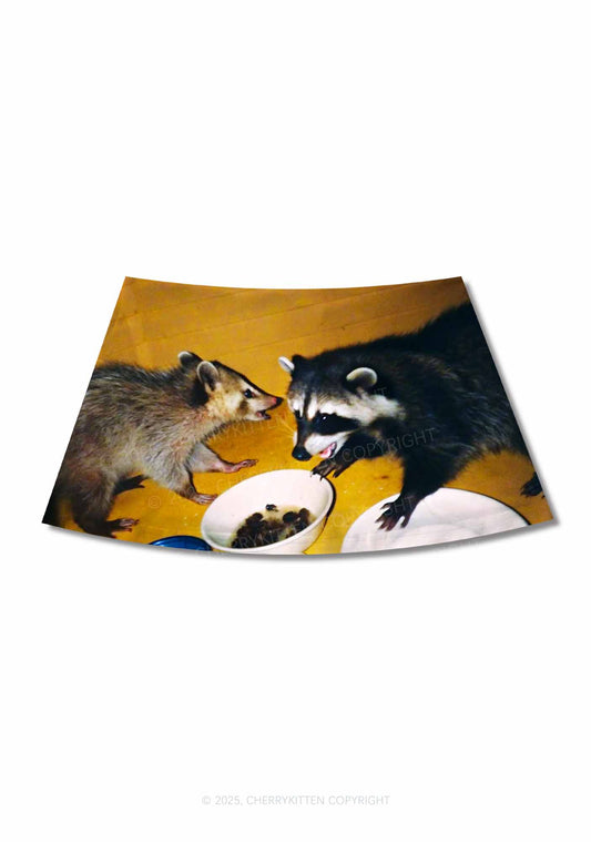 Raccoon Meal Y2K Print Mini Skirt Cherrykitten