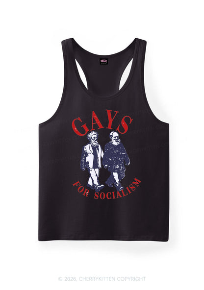 Gays For Socialism Pride Y2K Men Racerback Tank Top Cherrykitten