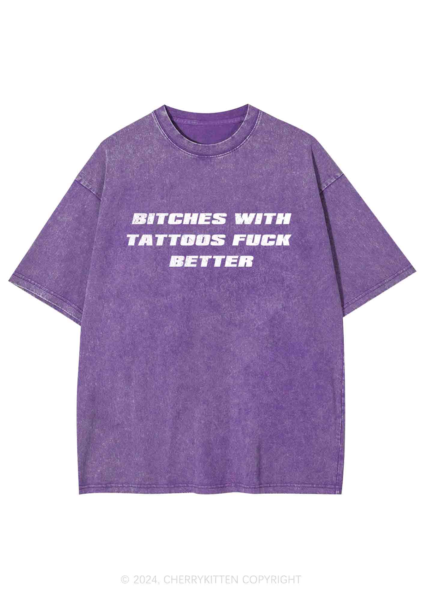 Bxxches With Tattoos Fxxk Better Y2K Washed Tee Cherrykitten