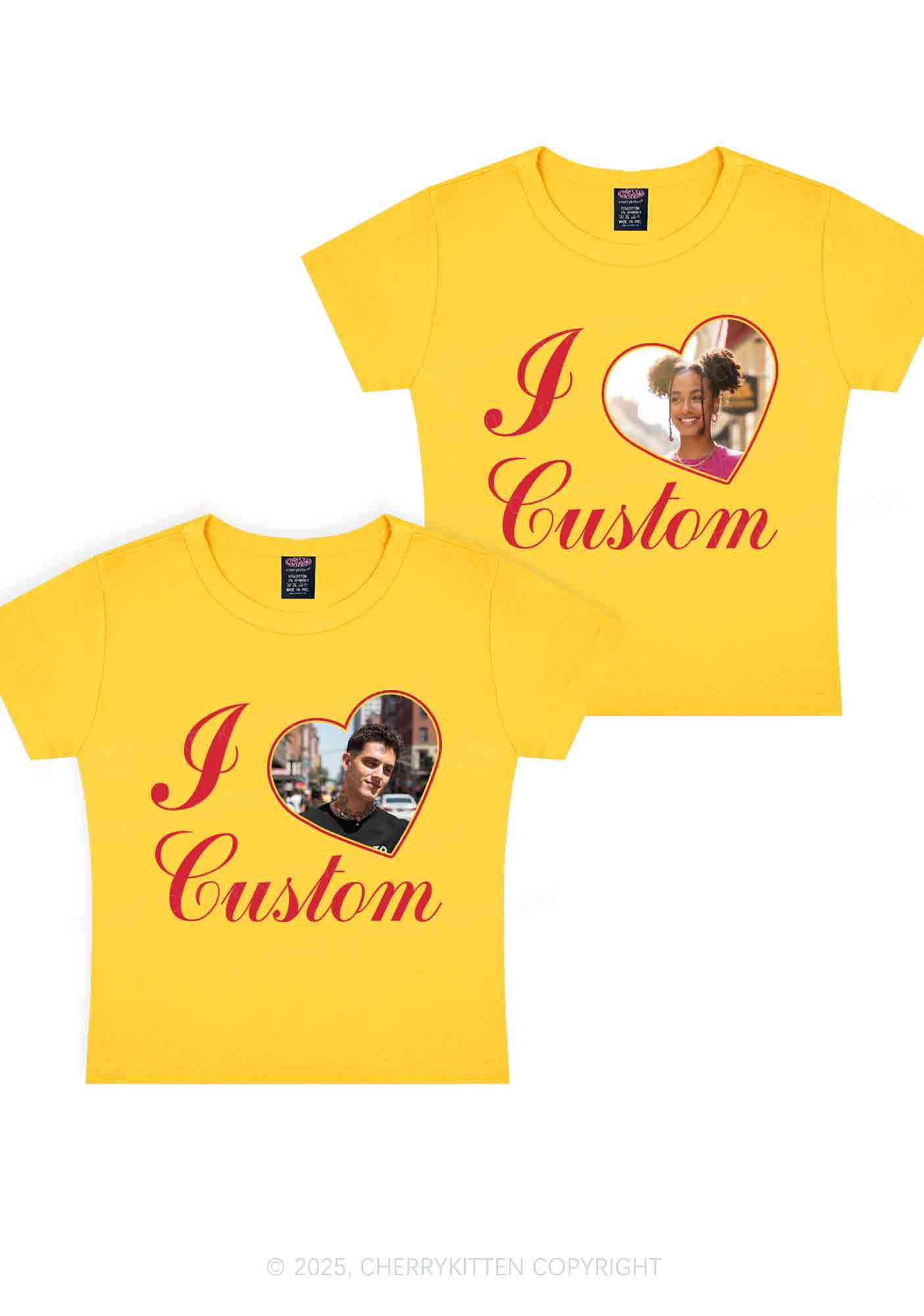 I Love Custom Heart Photo Y2K Valentine's Day Baby Tee Cherrykitten