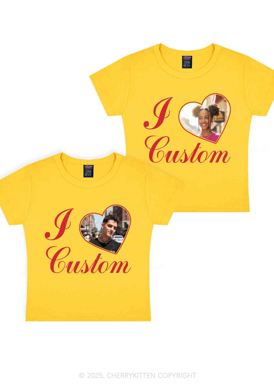 I Love Custom Heart Photo Y2K Valentine's Day Baby Tee Cherrykitten