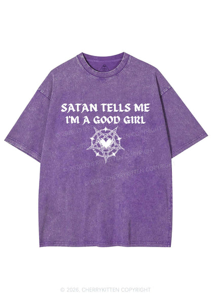 Halloween Im A Good Girl Y2K Shirts Washed Tee Cherrykitten