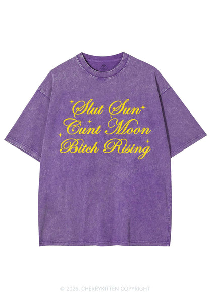 Slxt Sun Cxxt Moon Bxtch Rising Y2K Shirts Washed Tee Cherrykitten