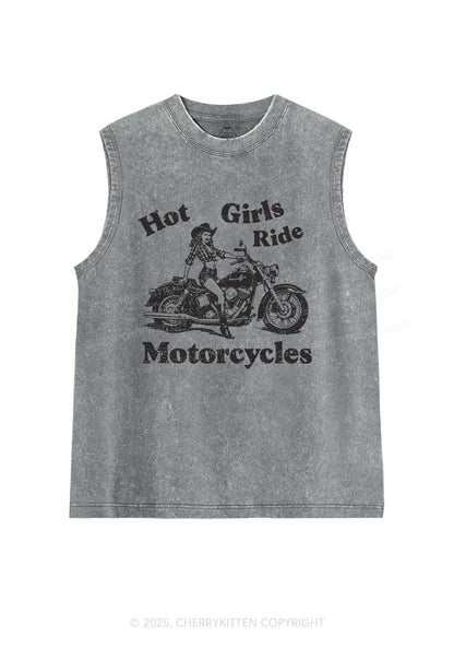 Hot Girls Ride Motorcycles Y2K Washed Muscle Tank Cherrykitten