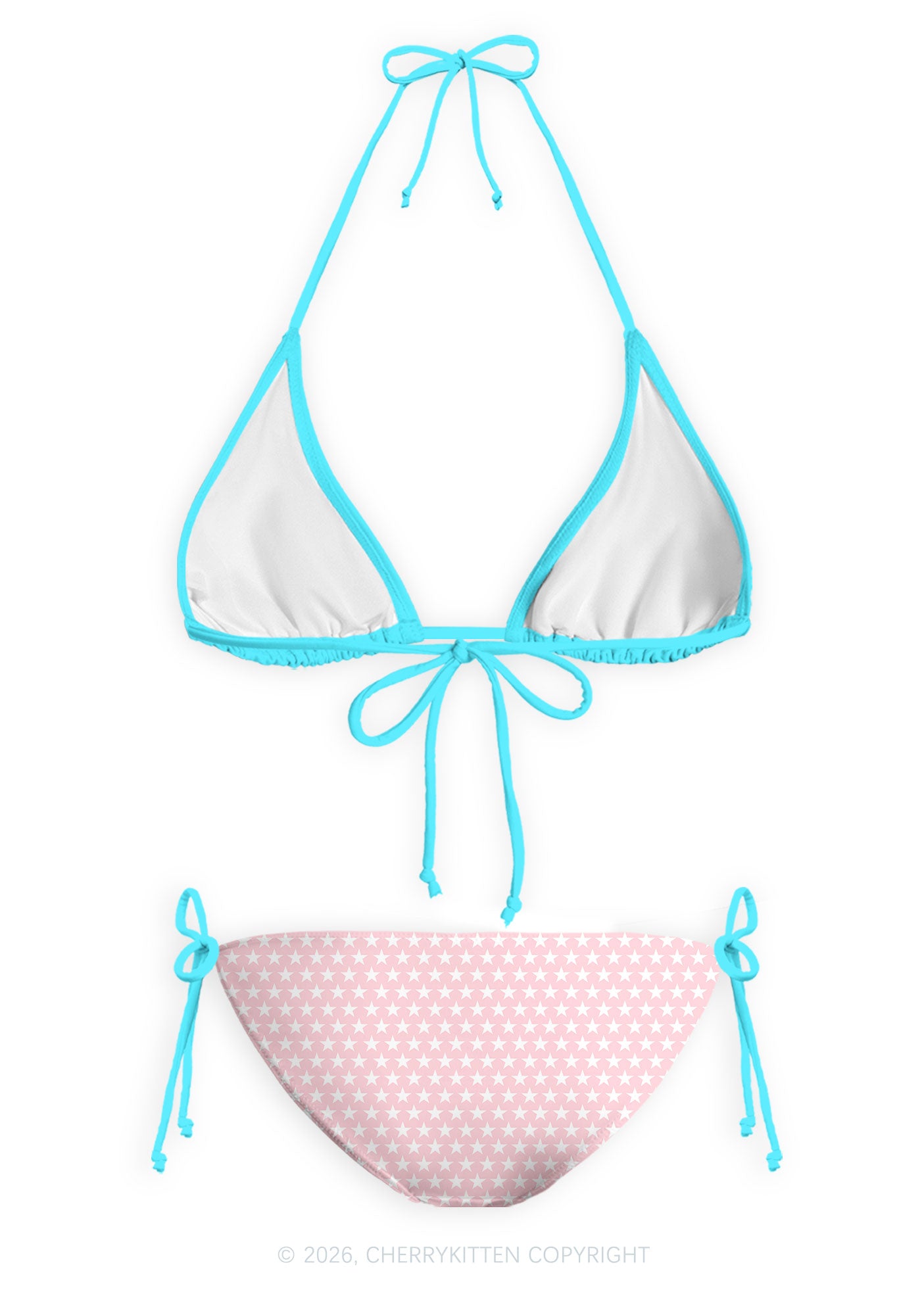 Blue Cxxt Star Y2K Print Bikini Set Cherrykitten