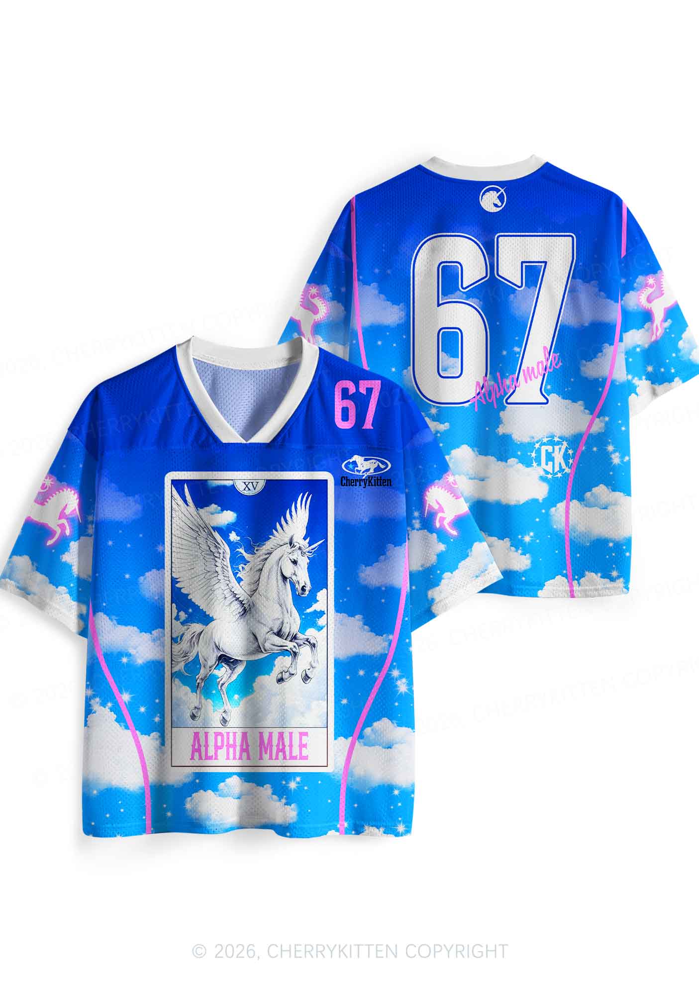 Blue Sky Alpha Male Unicorn Y2K Sport Jersey Shirts Cherrykitten