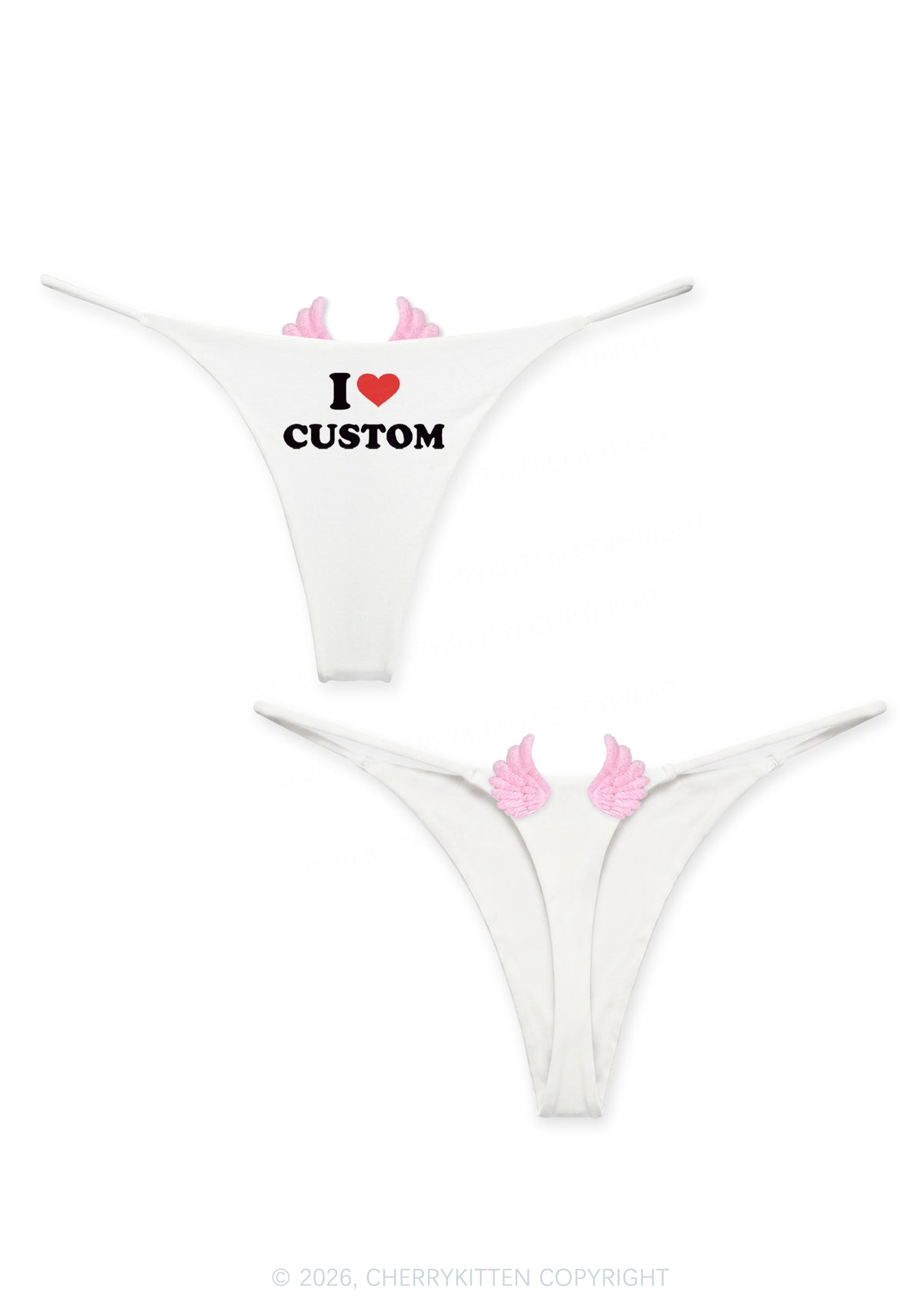 I Love Custom Y2K Goth Angel Wings Bikini String Thong Cherrykitten